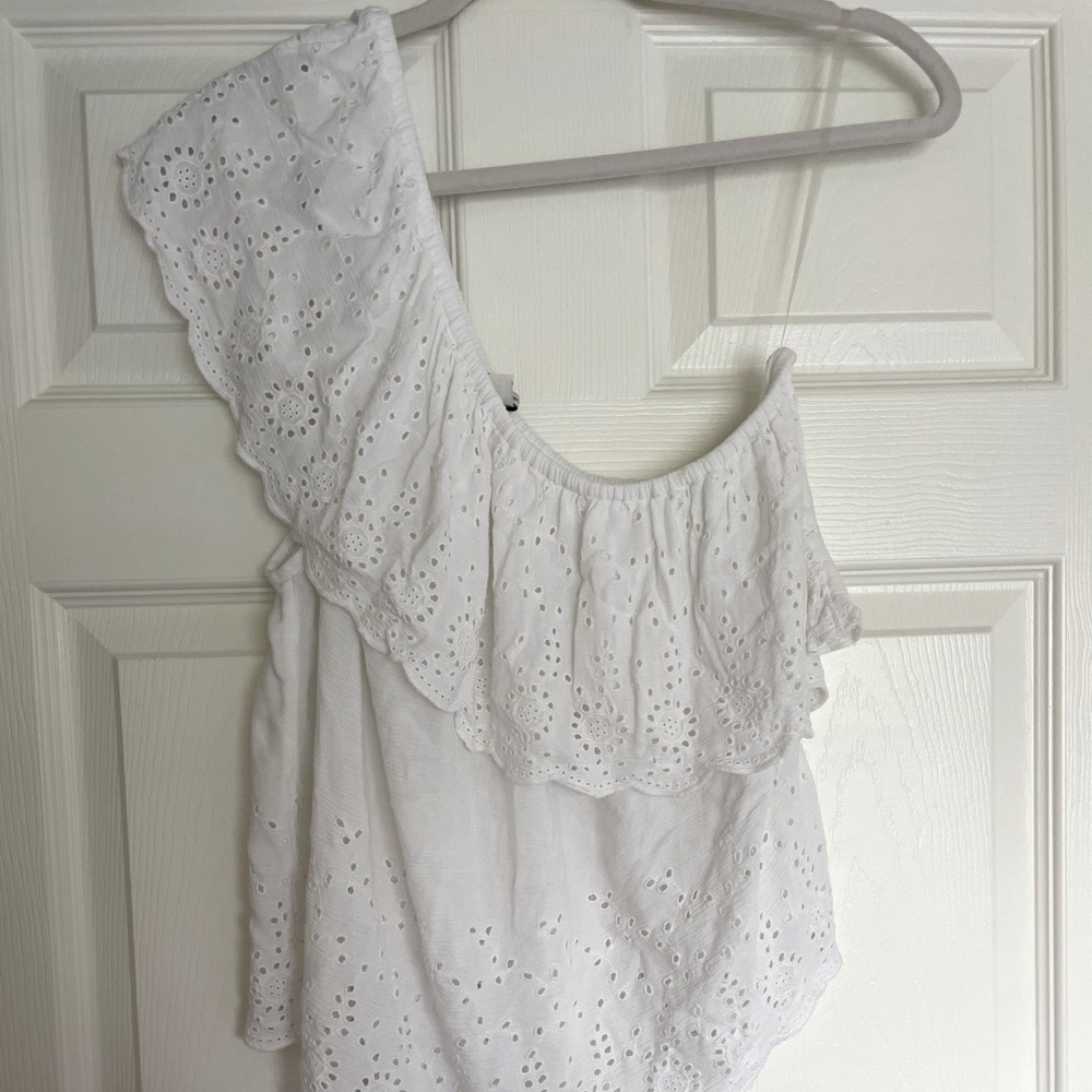 American Eagle One Shoulder Eyelet Top